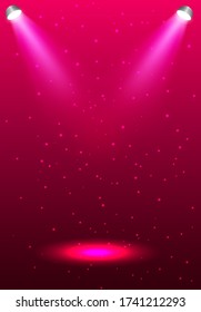 Light rays on a red background. Vector stock illustration for poster