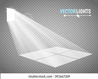 The light rays pass through the window. Special effect for your artwork. Vector illustration