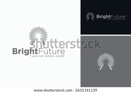 Light Rays Sparkling with a street road or keyhole for bright future logo design