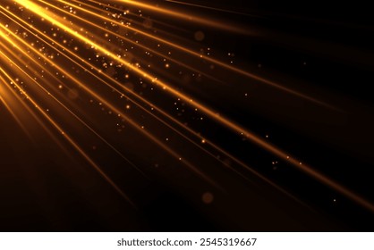 Rayos de luz con chispas sobre fondo negro