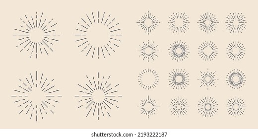 Light rays, Sunbeams icons isolated on white background. Vintage elements for logo, emblem, badge design. Vector illustration