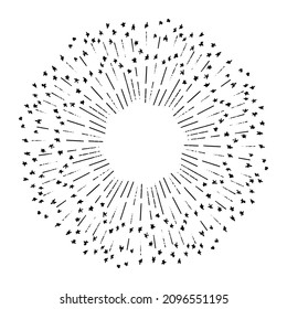 Rayos de luz, retro dibujado a mano Sunbeam, elemento de explosión de grunge. Marco de diseño radial lineal vintage. ... Ilustración del vector