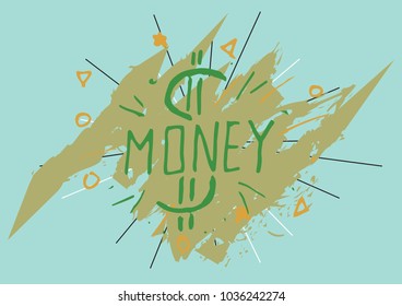 light rays vintage retro graphic on engraving retro style. Icon vintage drawing elements for design poster, banner, postcard. Vector Illustration. money