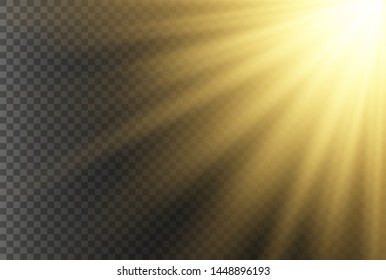 Light rays yellow special effect with rays of light and magic sparkles. Sun Ray .