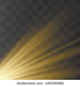 Light rays yellow special effect with rays of light and magic sparkles. Sun Ray .
