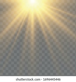Light rays yellow special effect with rays of light and magic sparkles. Sun Ray