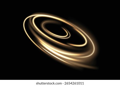 Light realistic curve. Magic shiny golden glow effect. Abstract light line. Powerful energetic flow of light energy. Twirl PNG