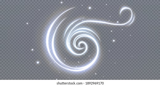 Light realistic curve. Magical sparkling neon glow effect. Abstract light line. Powerful energy flow of light energy. twirl light png.