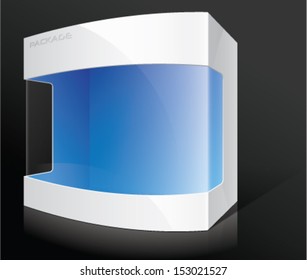 Light Realistic Package Box with a transparent plastic window. Vector EPS 10