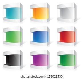 Light Realistic Package Box with a transparent plastic window. Vector EPS 10