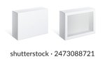 Light Realistic Package Cardboard Box with a transparent window. Front view. Template For Mockup Your Design. vector illustration.