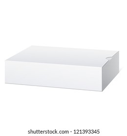 Light Realistic Package Cardboard Box. Lying horizontally. Vector illustration