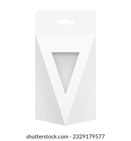 Light Realistic Package Cardboard Box with a transparent window. Front view. Template For Mockup Your Design. vector illustration.