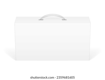 Leichte, realistische Verpackung Kartonbox mit Griff. Vektorgrafik