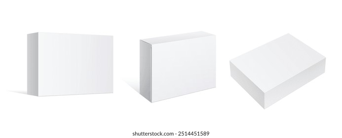 Light Realistic Package Cardboard Box. Front view. Template For Mockup Your Design. vector illustration.