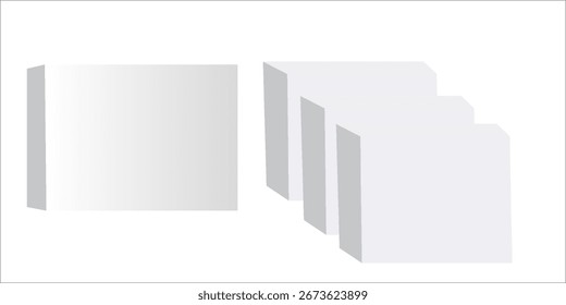 Caja de cartón de paquete realista ligero. Vista frontal. Plantilla Para Maqueta De Su Diseño. Ilustración vectorial.