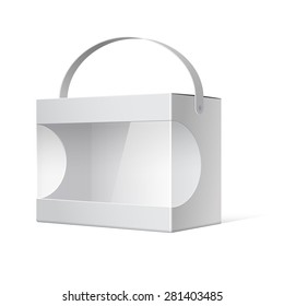 Light Realistic Package Cardboard Box with a handle. Vector illustration