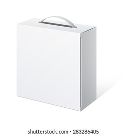 Light Realistic Package Cardboard Box with a handle. Vector illustration