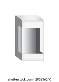 Light Realistic Package Cardboard Box with a transparent plastic window. Vector illustration.