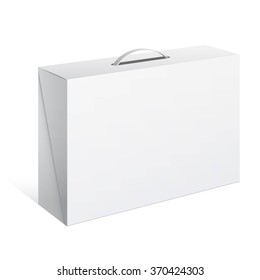 Caja de cartón ligera y realista con asa. Ilustración del vector