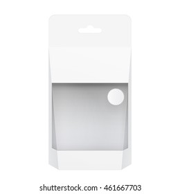 Light Realistic Package Cardboard Box with a transparent plastic window. Front and rear view. Template For Mockup Your Design. vector illustration.