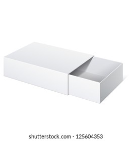 Light Realistic Package Cardboard Sliding Box Opened. For small items, matches, and other things. Vector Illustration