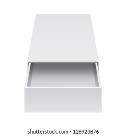 Light Realistic Package Cardboard Sliding Box Opened. For small items, matches, and other things. Vector Illustration