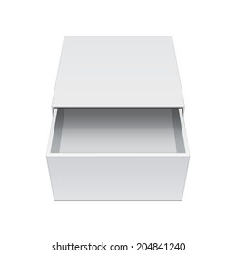 Light Realistic Package Cardboard Sliding Box Opened. For small items, matches, and other things. Vector Illustration