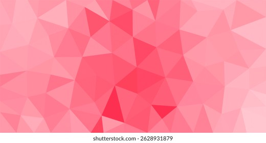 Un fondo rojo claro presenta un diseño geométrico compuesto de numerosos triángulos en diferentes tonos.

