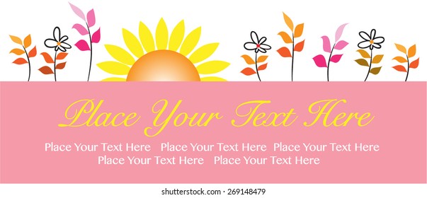light red banner border with flowers