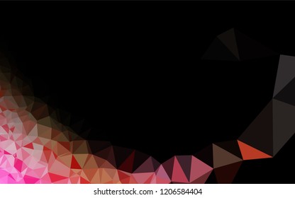 Light Red, Black vector hexagon mosaic template. Glitter abstract illustration with an elegant design. Triangular pattern for your business design.