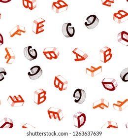 Light Red, Black vector seamless layout with 3D latin alphabet. Abstract illustration with 3D ABC symbols. Pattern for design of fabric, wallpapers.