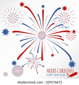 Light red blue firework on christmas holiday