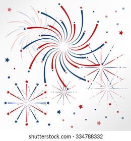 Light red blue firework on christmas holiday