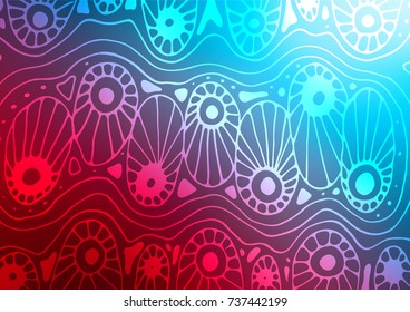 Light red, blue vector indian curved pattern. Brand-new colored illustration in blurry style with doodles. The textured pattern can be used for website.