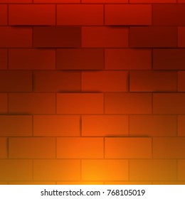 Light red brick wall. 3D brick wall. Abstract light background. Vector illustration.