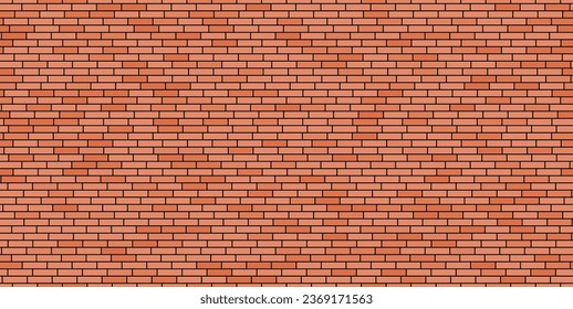 Light red brick wall, seamless background. Vector illustration