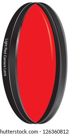Light red camera lens for camera lens. Vector illustration.