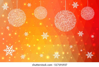 Light Red christmas postcard low polygon background. Vector illustration consisting of triangles. Abstract triangular polygonal origami or crystal design of New Year celebration.