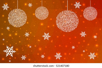 Light red christmas postcard low polygon background. Vector illustration consisting of triangles. Abstract triangular polygonal origami or crystal design of New Year celebration.