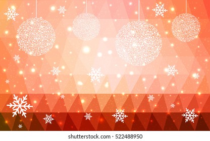Light Red christmas postcard low polygon background. Vector illustration consisting of triangles. Abstract triangular polygonal origami or crystal design of New Year celebration.