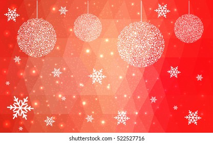 Light Red christmas postcard low polygon background. Vector illustration consisting of triangles. Abstract triangular polygonal origami or crystal design of New Year celebration.