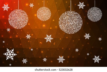 Light Red christmas postcard low polygon background. Vector illustration consisting of triangles. Abstract triangular polygonal origami or crystal design of New Year celebration.