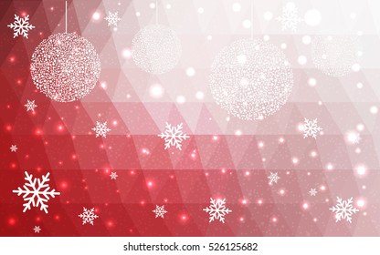Light Red christmas postcard low polygon background. Vector illustration consisting of triangles. Abstract triangular polygonal origami or crystal design of New Year celebration.