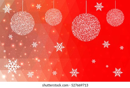 Light Red christmas postcard low polygon background. Vector illustration consisting of triangles. Abstract triangular polygonal origami or crystal design of New Year celebration.