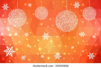 Light Red christmas postcard low polygon background. Vector illustration consisting of triangles. Abstract triangular polygonal origami or crystal design of New Year celebration.