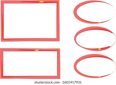 light red colorful abstract border frames set
