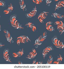 light red feathers seamless pattern