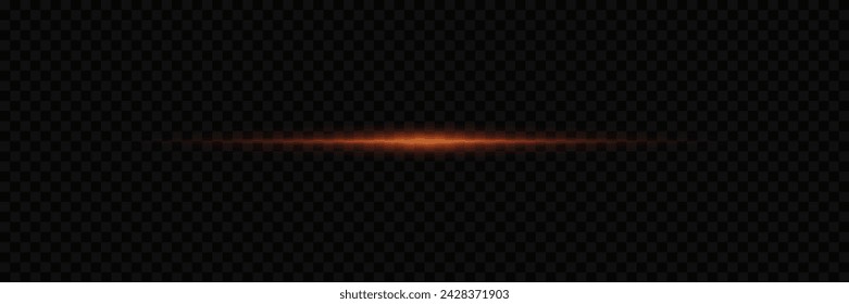 Light red flash of light. Laser highlight line. On a transparent background.