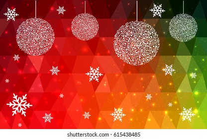 Light red, green vector abstract glitter heart shape on white background in love concept for valentine's day with sweet and romantic moment. Polygonal design for your business.